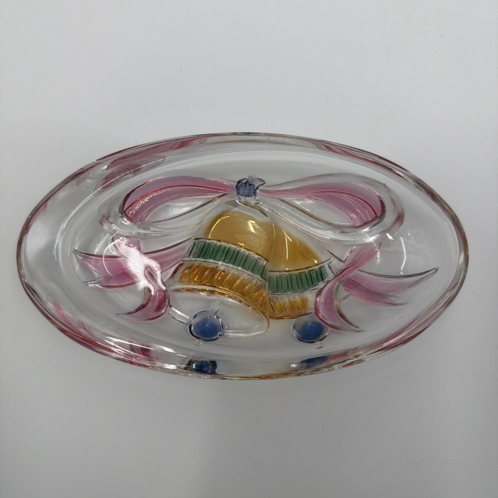 Mikasa Savior Vivre Crystal Oval Candy Nut Dish Holiday Spirit Collection Bells
